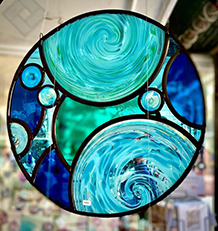 Stained glass roundel window hanging